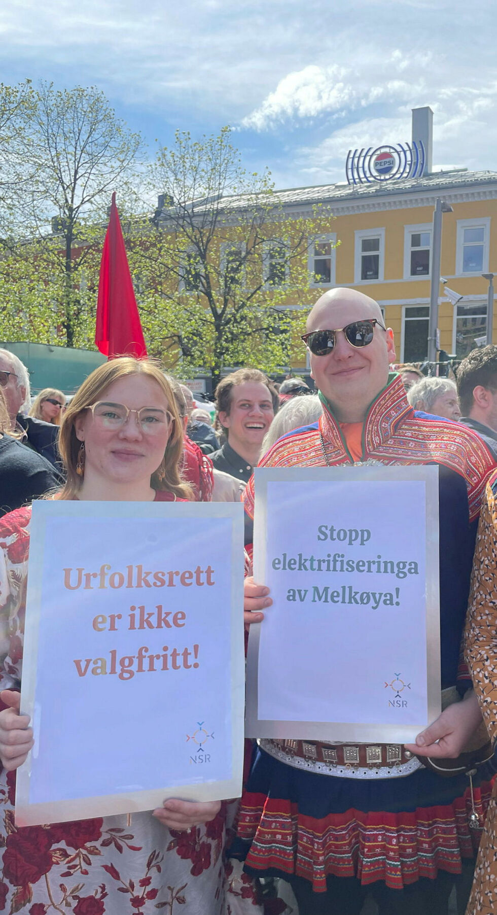 Aina Madelén Norsletta Aslaksen og Aslak Heika Hætta Bjørn. Fosenaksjonister og første- og tredjekandidat for Norske Samers Riksforbund i Sør-Norge valgkrets
Foto: Presse