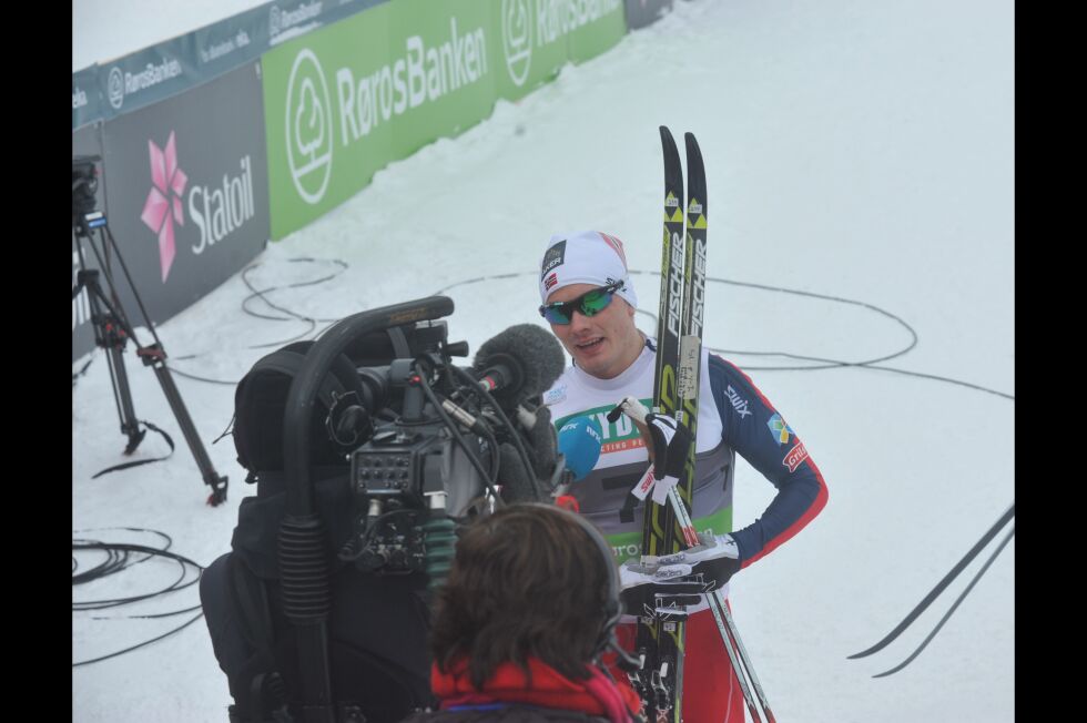 Finn Hågen Krogh tok til tårene da det ble klart at han vant fredagens distanse under Tour de Ski.
 Foto: Erik Brenli