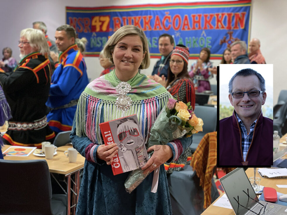 Sven Roar Nystø fra Drag i Hamarøy og Aili Keskitalo fra Kautokeino, Sametingets andre og tredje president. Og svoger/svigerinne; Keskitalo er gift med Nystøs bror.
 Foto: Ol Johan Gaup/Steinar Solaas
