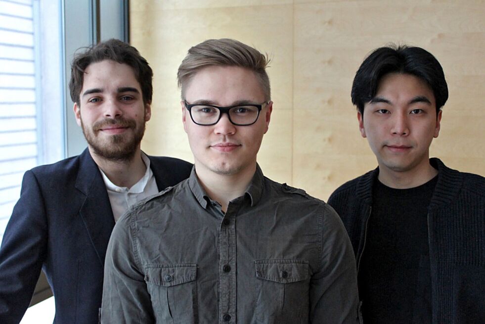 David Cariano Timme, Andreas Gundersen og Kyung Jun Lee spiller konsert i kveld i Tana.
 Foto: Privat