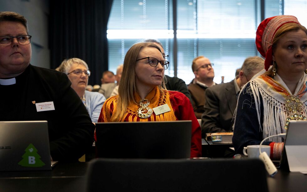 Fra generaldebatten under Kirkemøtet 2024, Maria Kristina Labba, generalsekretær i Samisk kirkeråd.
 Foto: Hans Jakob Heimvoll