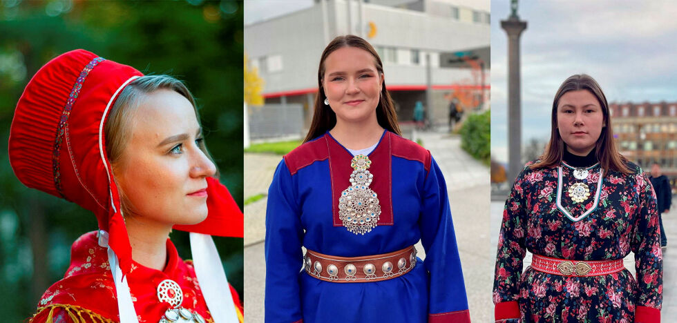 Unge sameaktivister. Fra venstre Petra Laiti, Elle Márgget Nystad ja Elle Rávdná Näkkäläjärvi.
 Foto: Chayenne Berntsen