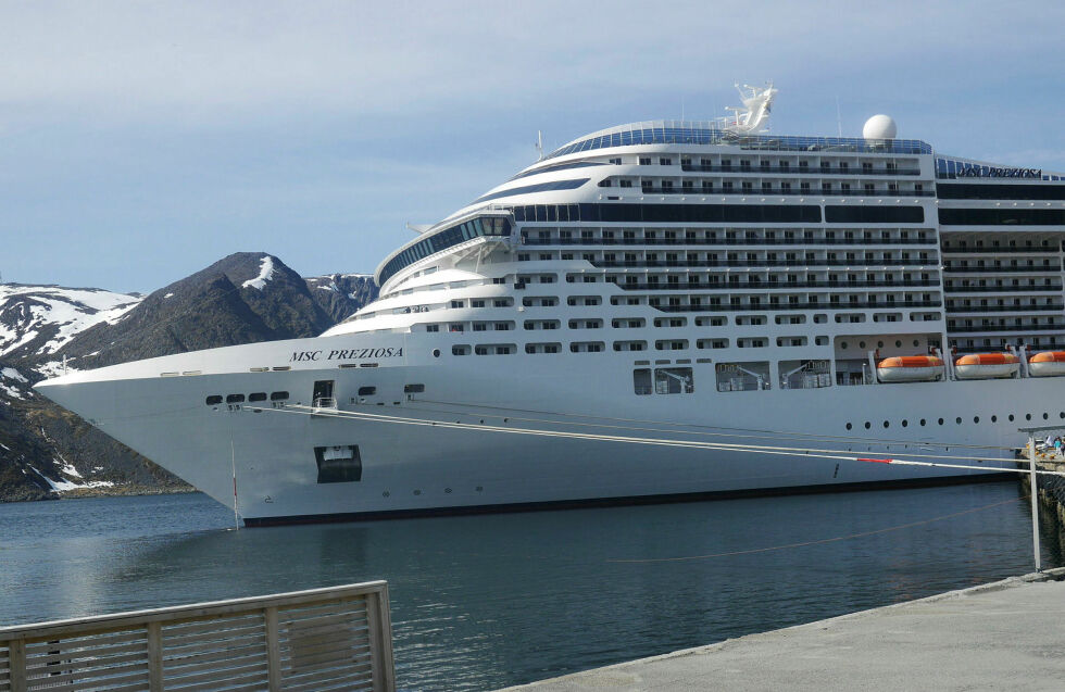 MSC Preziosa anløp Honningsvåg for første gang denne sommeren tirsdag 23. mai.
 Foto: Geir Johansen