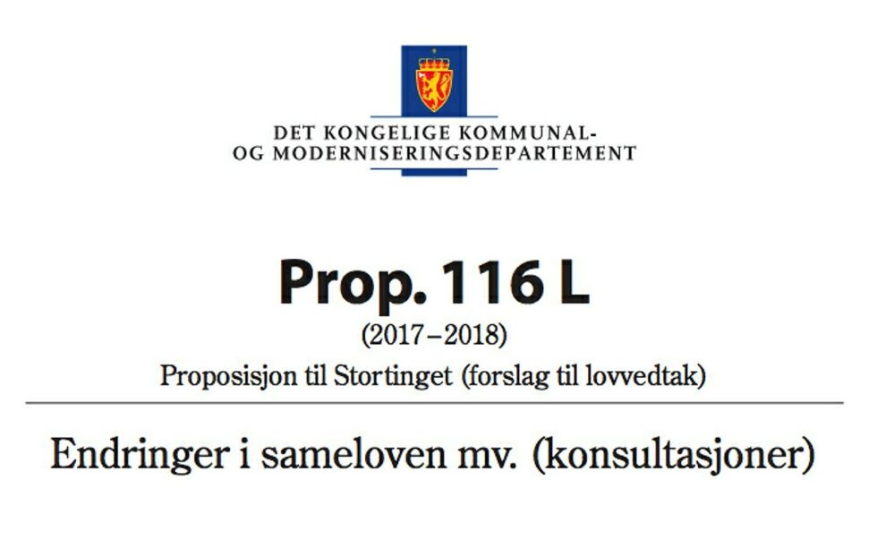 Lovproposisjonen ble lagt fram for Stortinget i 2018, men kom i retur. (Faksimile)