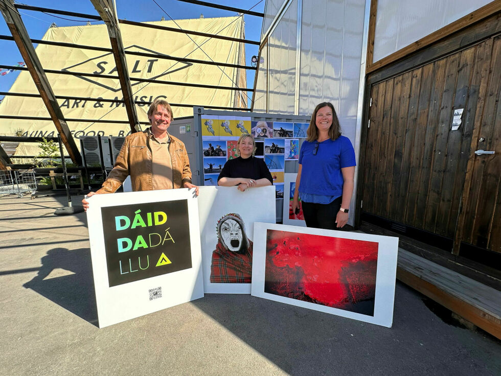 fra venstre: SALT gründer Erlend Mogård Larsen, Kunstner og DD gründer Máret Ánne Sara og daglig leder ved SALT, Siril Bull Henstein, er klar for at kunsten tar over.
 Foto: Sivert Bjørkøy Woie/SALT