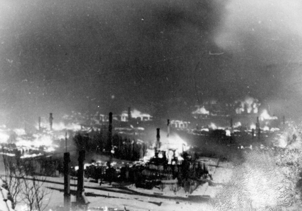 Et sterkt bilde på den terror finnmarkingene ble utsatt for. Foto: Hammerfest historielag