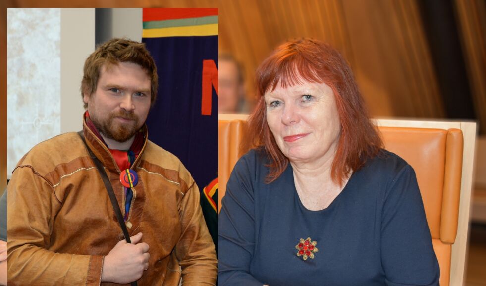 Samefolkets parti sin nyvalgte sametingrepresentant Ann-Elise Finbog gikk høyt på banen med krav og trussel. Leder i NSR, Beaska Niillas, avviste kravet "på grått papir".
 Foto: Steinar Solaas  / Sametinget