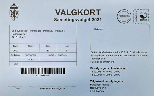 Valgkort på papir