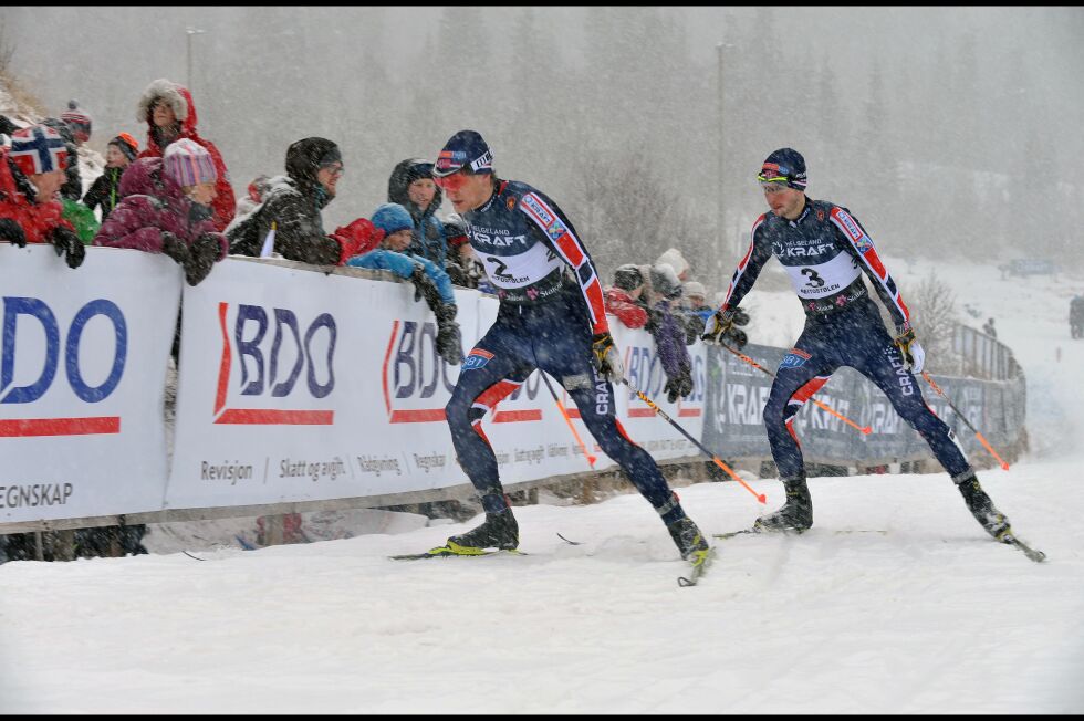 Håvard Klemetsen (nummer to) sikret seg en ny sølvmedalje. Her går han sammen med landslagskollega Jan Schmid. Sistnevnte endre på en fjerdeplass.
 Foto: Erik Brenli