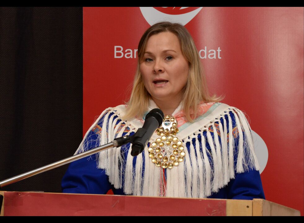Leder i Samisk kirkeråd Sara Ellen Anne Eira, som også er leder for Arbeiderpartiets samepolitiske forum i Ávjovarri. Bildet er fra partiets samepolitiske konferanse i Tromsø nylig.
 Foto: Steinar Solaas