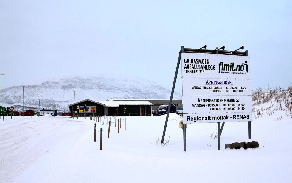 Finnmark Miljøtjeneste AS sitt avfallsanlegg på Gairasmoen i Porsanger.
 Foto: Sara Olaussen Stensvold