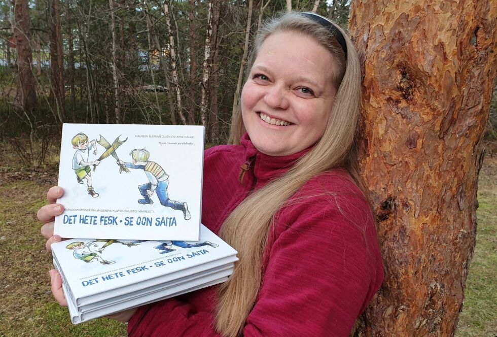 Maureen Bjerkan Olsen fra Honningsvåg har gitt ut boka «Det hete fesk» hvor hun skriver om sine barndomsminner fra Magerøya. Foto: Privat