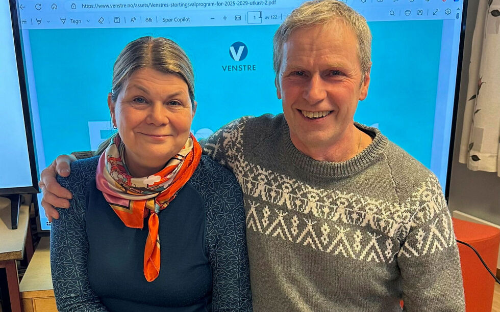 Trine Noodt og Sverre Kimo Pedersen, Finnmark Venstre.
 Foto: Skjermdump