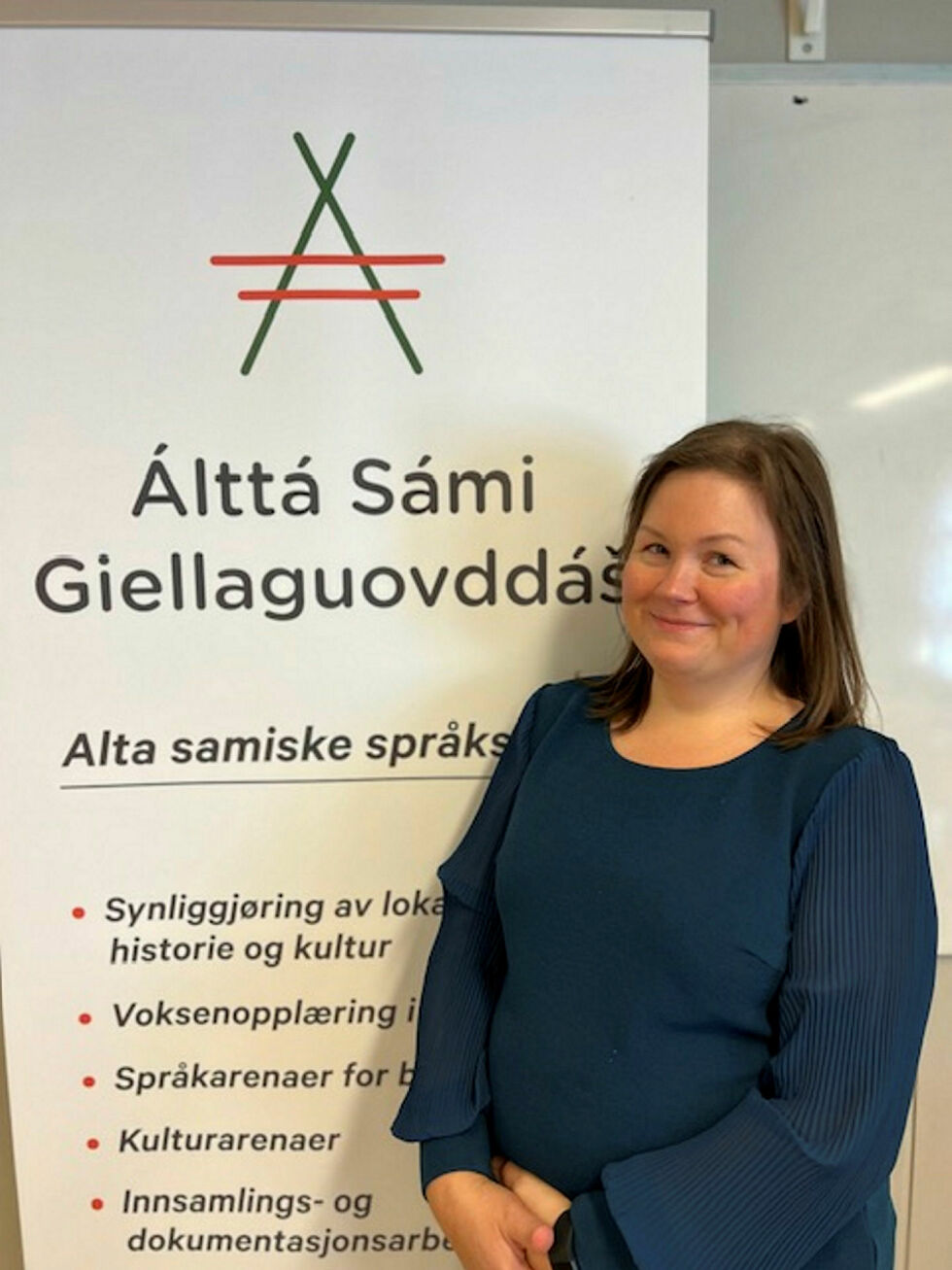 Ny prosjektlederen Inger Kristina Gaup-Kaseka på språk- og kultursenteret Lávgu i Alta inviterer til spennende samlinger for barn med samisk som andre- og tredjespråk.
 Foto: Lávgu