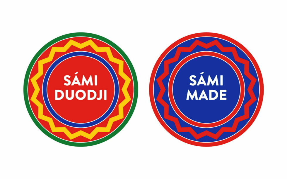 Dette er de samiske varemerkene: Sámi duodji og Sámi made.
 Foto: Samerådet