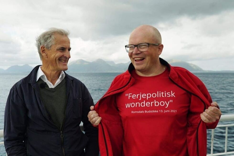 Per Vidar Kjømoen (til høyre), her sammen med statsminister Jonas Gahr Støre.
 Foto: Pressefoto