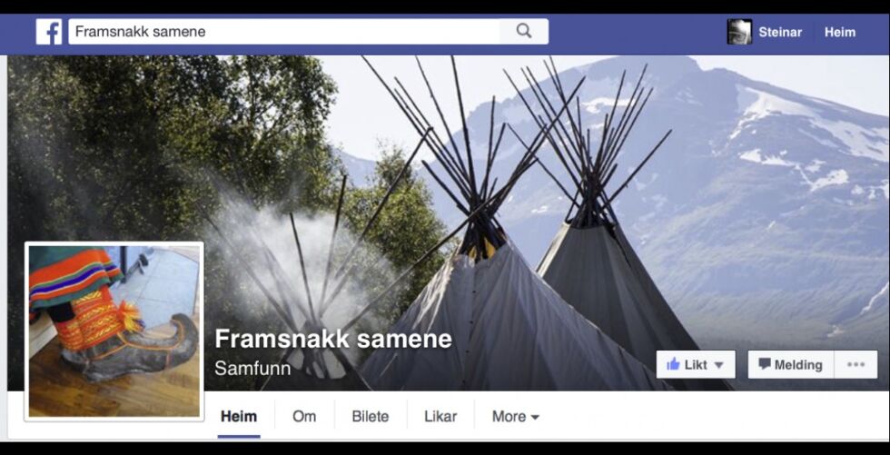Ronald Kvernmo laget Facebook-side for å få fram det positive med samisk kultur.
 Foto: Skjermbilde fra internettet