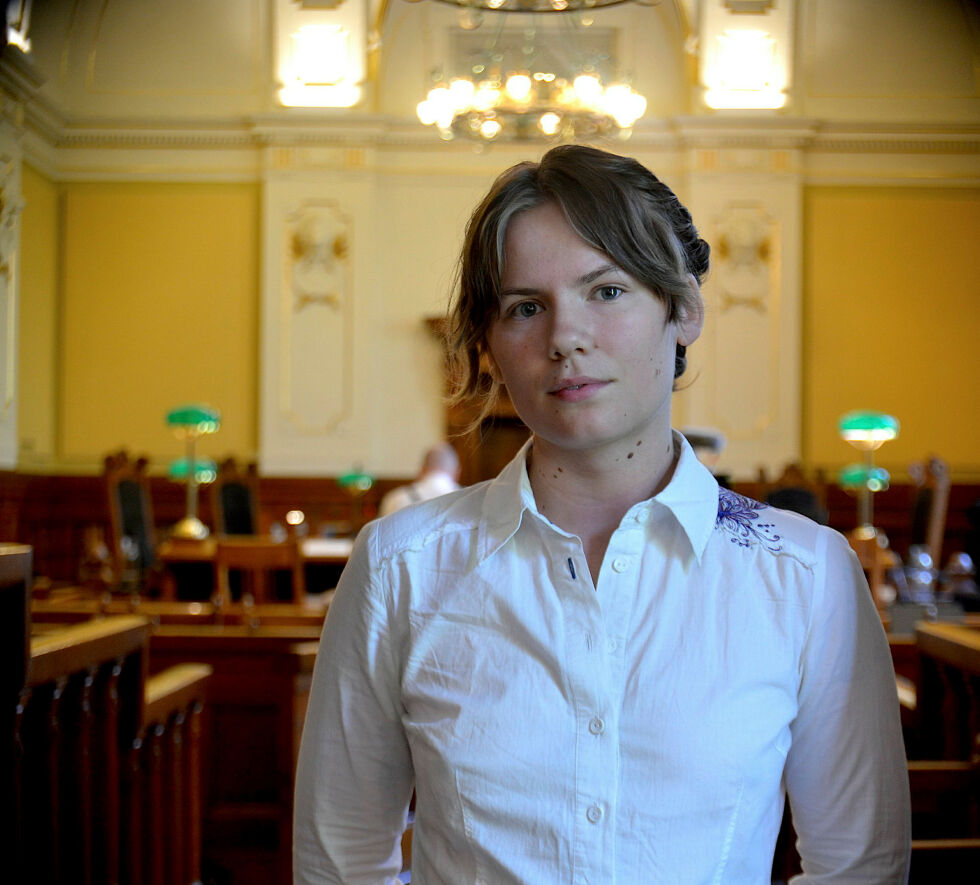 Fosen-aksjonist og tidligere leder i Natur og Ungdom, Gina Gylver, var til stede under ankeforhandlinga i Høyesterett torsdag 19. juni.
 Foto: Sunniva Katrine Bornøy