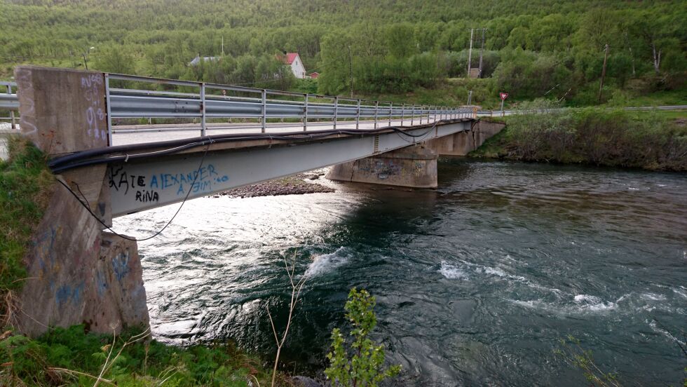 Dagens Leirpollskogen bru er fra 1961 og viser tegn på alders tids 
bruk.
 Foto: Statens vegvesen