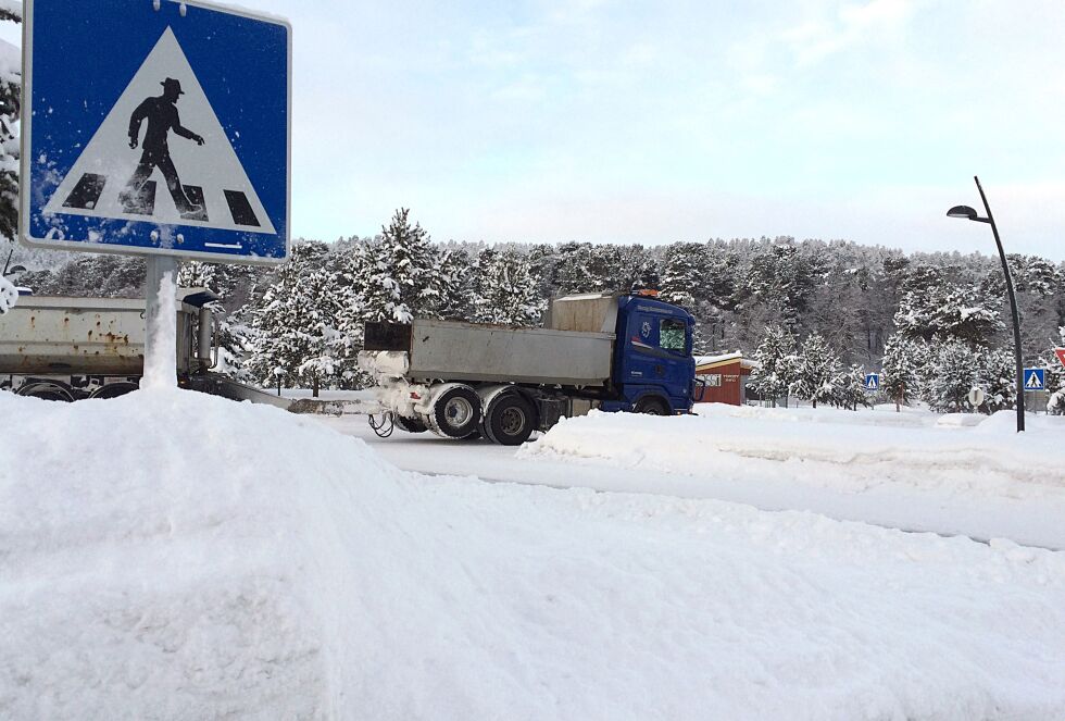 Snehaugene ved fotgjengerfeltene skjuler små barn.
 Foto: stein T Svala