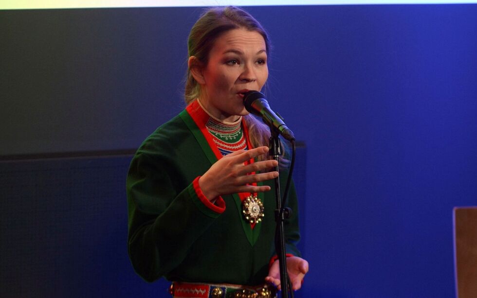 Marja Mortensson vant årets kulturpris i Trøndelag fylkeskommune for sin formidling av sørsamisk språk og kultur.
 Foto: Mona Jønvik Andersson/Trøndela