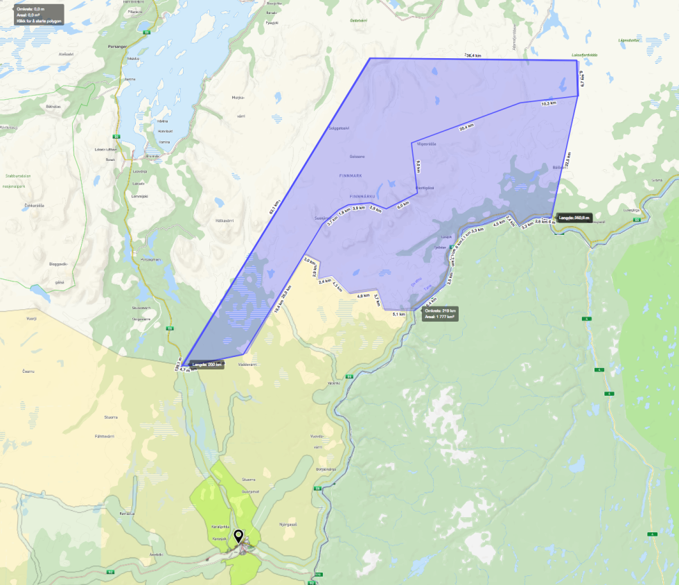 En stor bit av Porsanger og Tana er kravene som kommer fra to bygdelag langs Tana.
 Foto: Stein T Svala