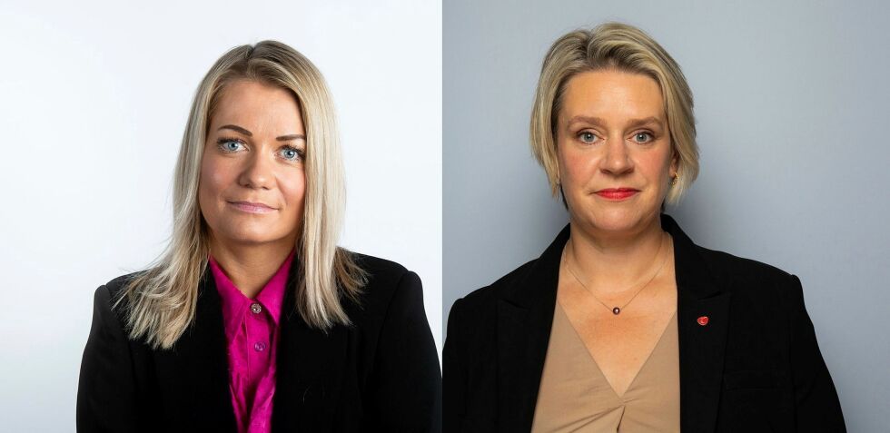 Landbruks- og matminister Sandra Borch (Sp) har ansvar for reindrift og olje- og energiminister Marte Mjøs Persen (Ap) har ansvar for vindkraft. Foto: Torbjørn Tandberg og NTB Kommunikasjon/Statsministerens kontor