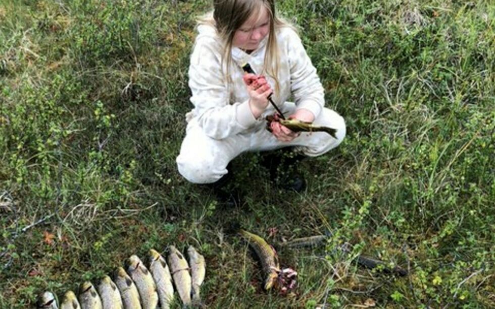 Leah Christine (9 år) har vært på fisketur
 Foto: Inger Elisabeth Utsi