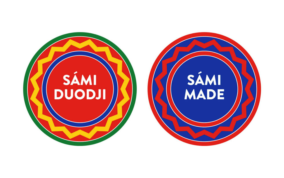 Dette er de to nye samiske varemerkene: Sámi Duodji og Sámi made.
 Foto: Samerådet